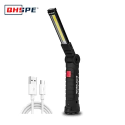 Rechargeable Camping LED Flashlight Work Light with Magnet and Hook IP64 Waterproof 5 Lighting Modes Suitable for Night Work