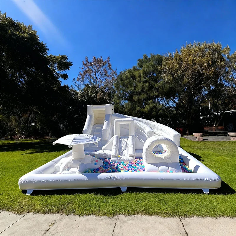 مجموعة متنزه مائية قابلة للنفخ في الصيف الرائع مع حصيرة سبلاش، شرائح وحفرة كروية، ممتعة لعب ناعمة لملعب الأطفال في الهواء الطلق #4