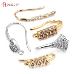 18K Gold Color Brass and Zircon Style Earrings Hooks High Quality Diy Jewelry Making Supplies Earrings Accessories for Women