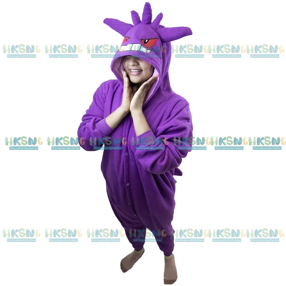 XXL Cosplay Clothes Adults Gengar Onesies Kids Kigurumis Full Body Pajamas Christmas Sleepwear Whole Costume Halloween