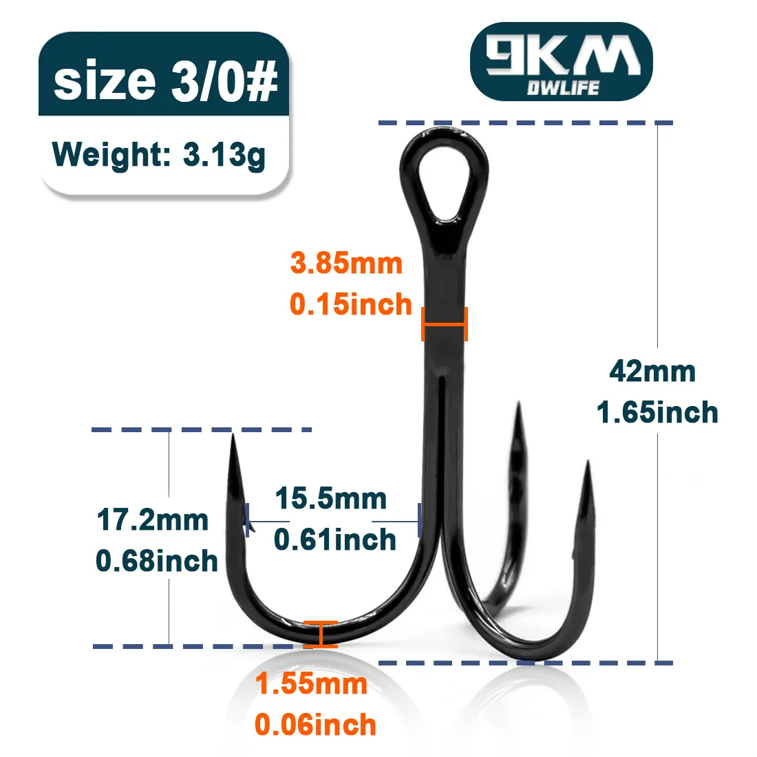 9KM DWLIFE 9KM Angeln Drillinge High Carbon Stahl Brabed Triple Haken Angelhaken auf Harten Köder Salzwasser Angeln Zubehör 6