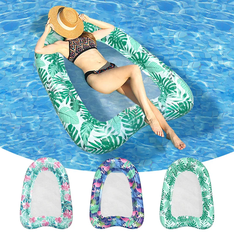 2026 New Heart Shape Foldable Mesh Water Float Thick PVC Single Inflatable Lounger For Pool Beach Swimming Entertainment