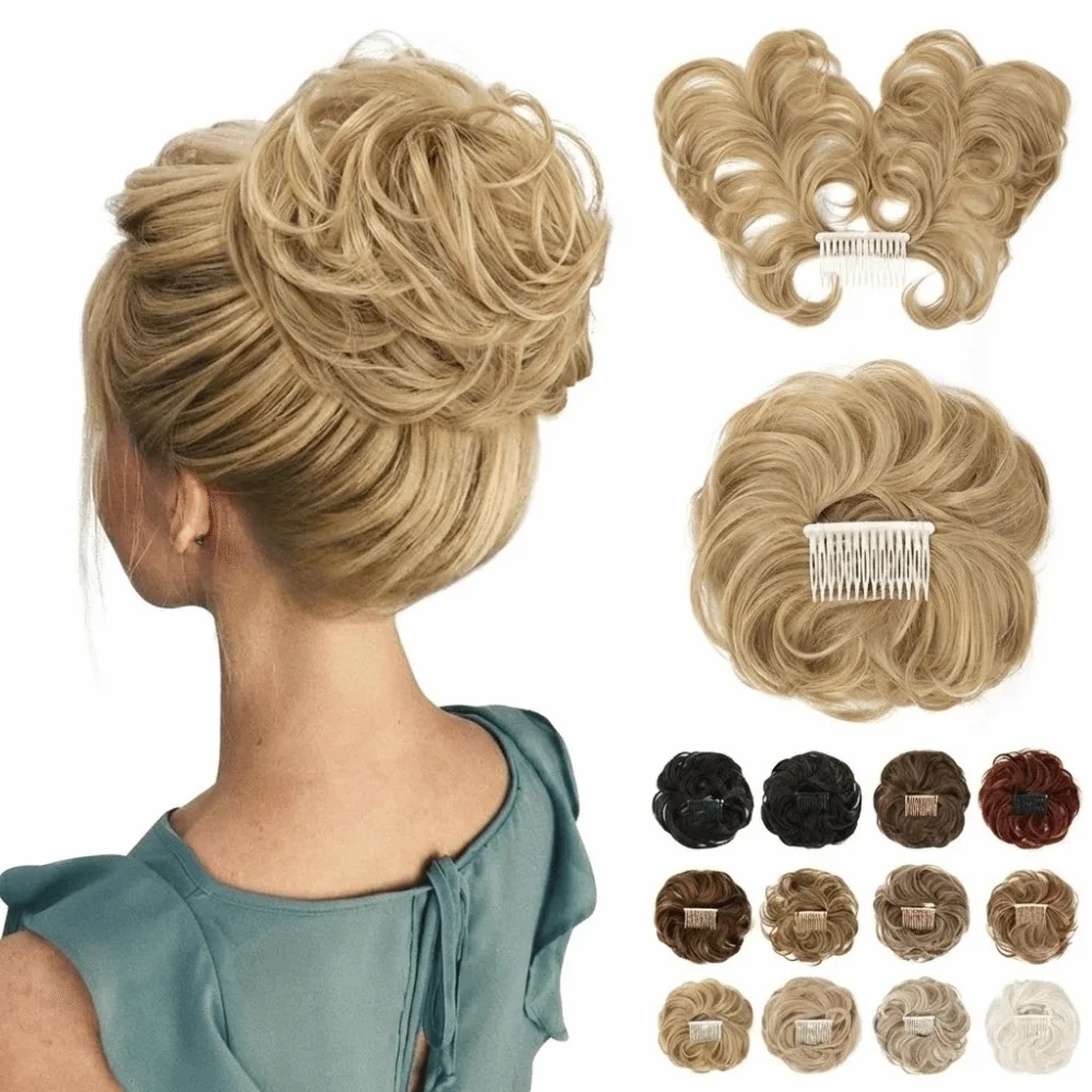 Short Length Clip in Hair Bun Lightweight Adjustable Styles Hairpiece for Women Easy To Use Natural False Hairpieces