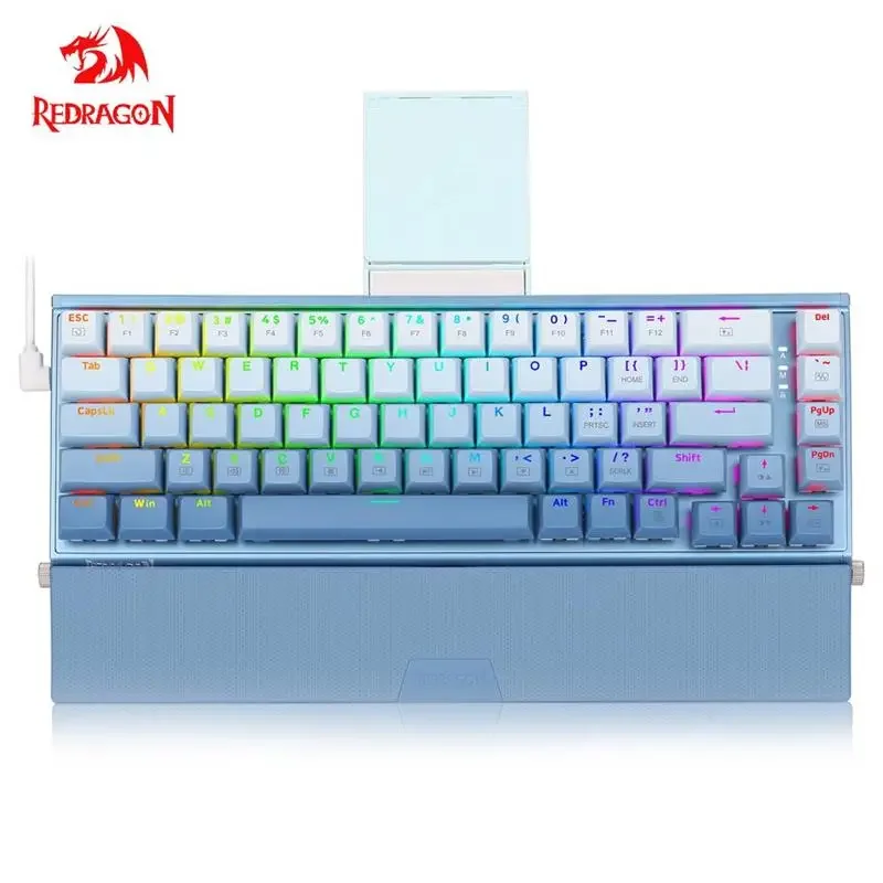 

REDRAGON SHACO K641 RGB USB Мини-механическая игровая проводная алюминиевая клавиатура Красный Синий переключатель 68-клавиш Геймер для компьютера ПК Ноутбук