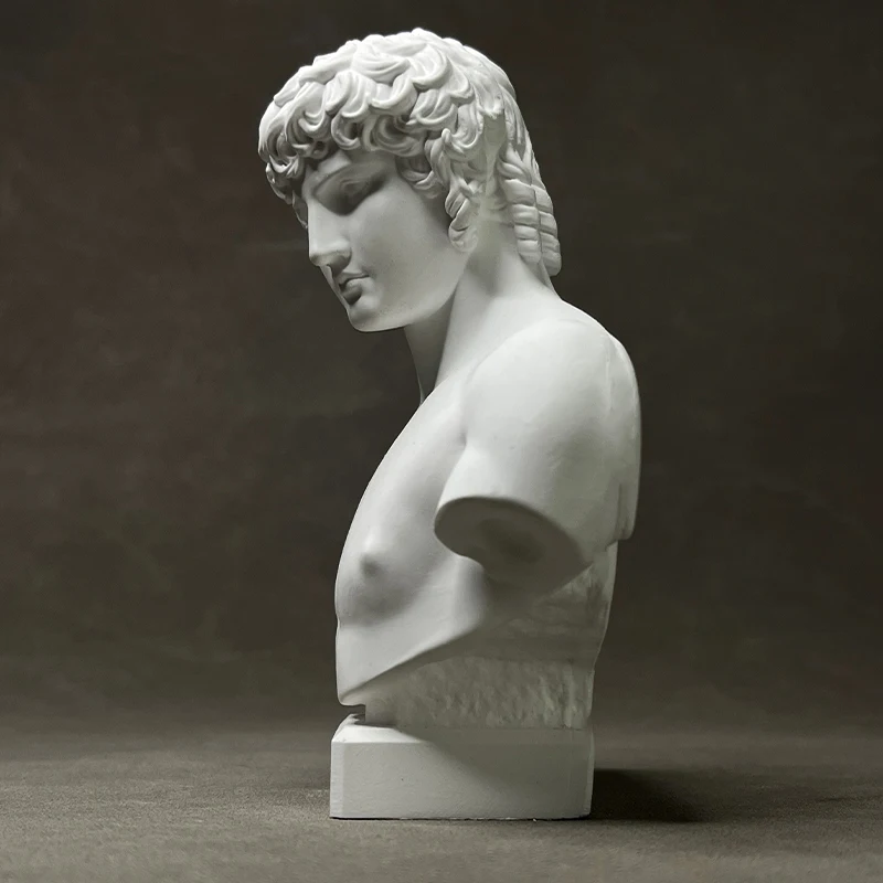 Creative Antinous Plaster Sculpture Tabletop Ornament Classical White Bust Statue Crafts Interior Aesthetic Decoration Gifts