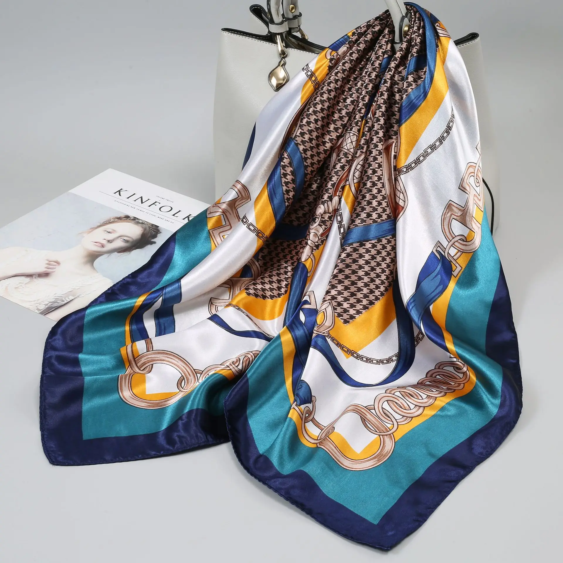 

Small Silk Scarf for Women, Large Square Scarf, Gauze Scarf for Spring, Autumn, and Winter, Paired with a Shirt, for Middle-Aged Mothers, Square 90×90 Thin Scarf