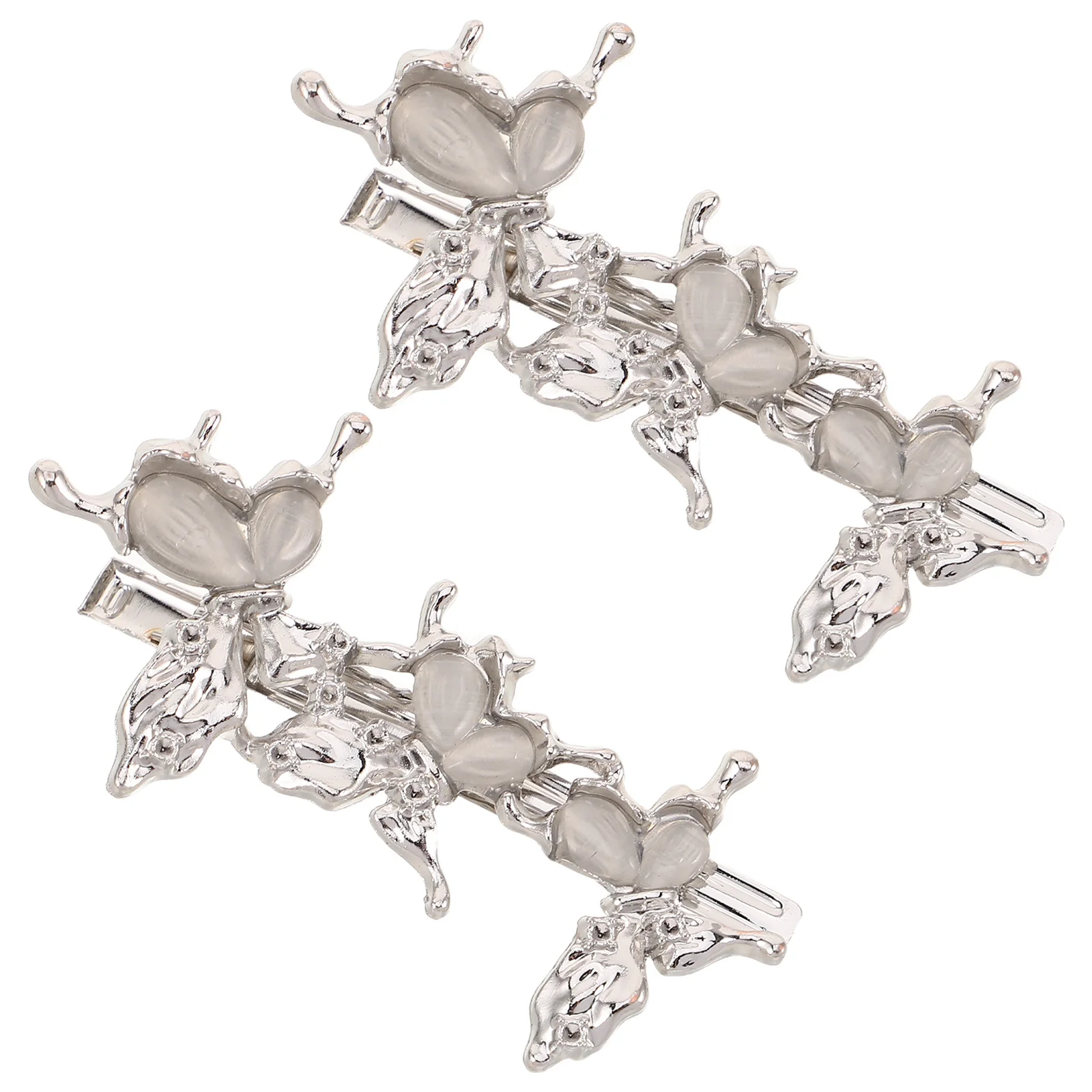 

2Pcs Butterfly Metal Hair Clips Mini Claw Hairpins Cat Eye Side Bang Clips Non-Slip Hair Clamps for Women Occasion