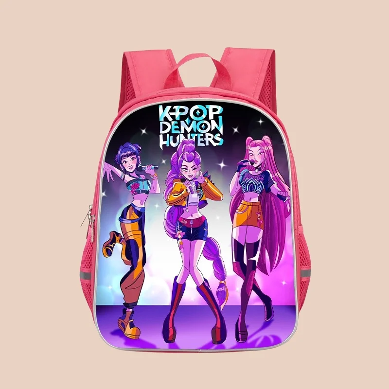 

13-дюймовые школьные сумки K-pop Demon Hunters, набор Huntrix для девочек и мальчиков, пеналы, наборы рюкзаков с ланч-боксом для школьного рюкзака