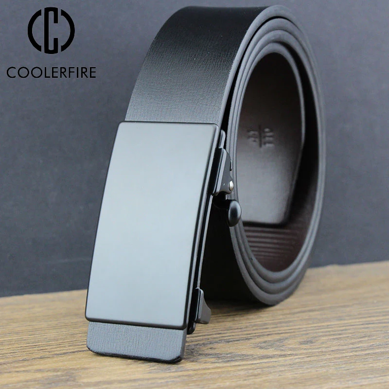 Men Belt Work Business Genuine Leather Cowskin Designer Belts Casual Fashion for Jeans Toothless Automatic Buckle Straps ZD2204