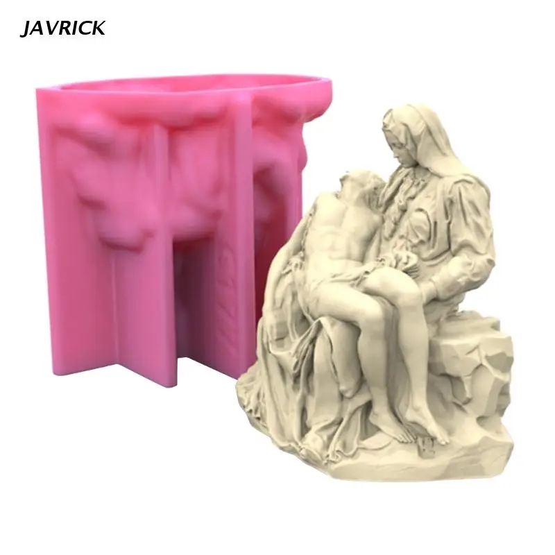 Pieta Silicone Mold Aromatherapy Candle Mold Greek Roman Statue Gypsum Plaster Mold for Soap Candle Making Home Decor