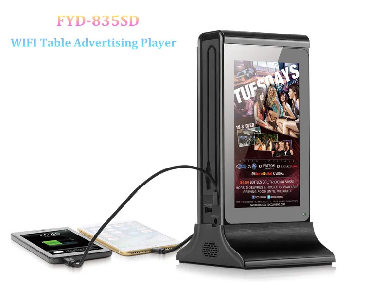 Digital Display 7 Inch Lcd Screen 20000mah Table Advertising Charging Station Wifi Menu Power Bank for Restaurant