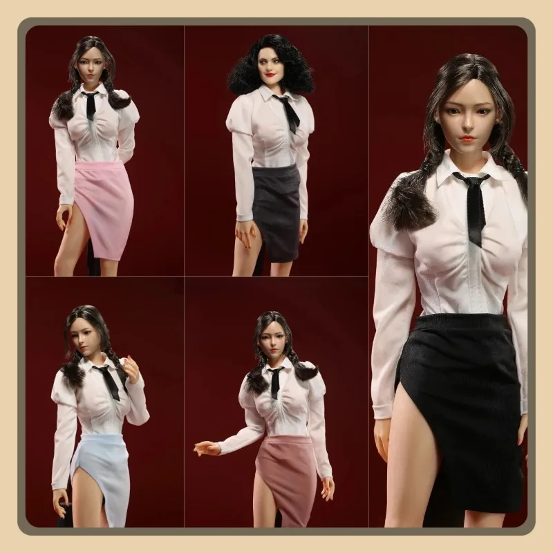 

1/6 Scale Female Soldier Long-sleeved Blouse Slim Fit Hip Skirt Set Five Colors Clothes Model for 12'' Action Figures Toys