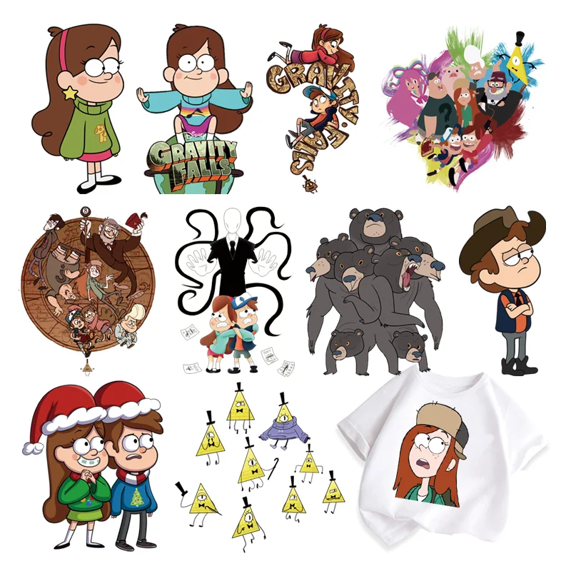 Gravity Falls Dipper Pines and Mabel Patches for clothes vinyl stickers DIY children stripes appliques Flex fusible transfer