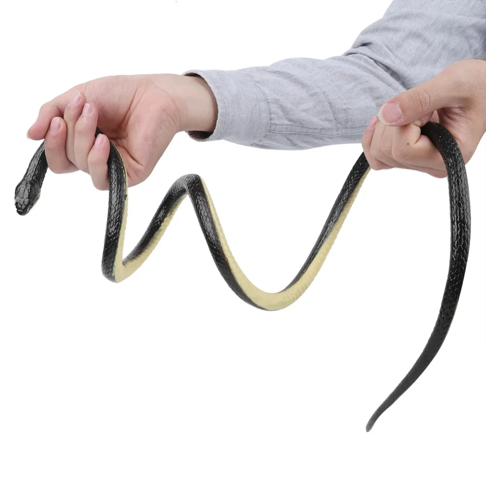 Rubber material Fake Snake Soft texture Long size Prank Black color Lifelike appearance Simulation Snake Halloween party