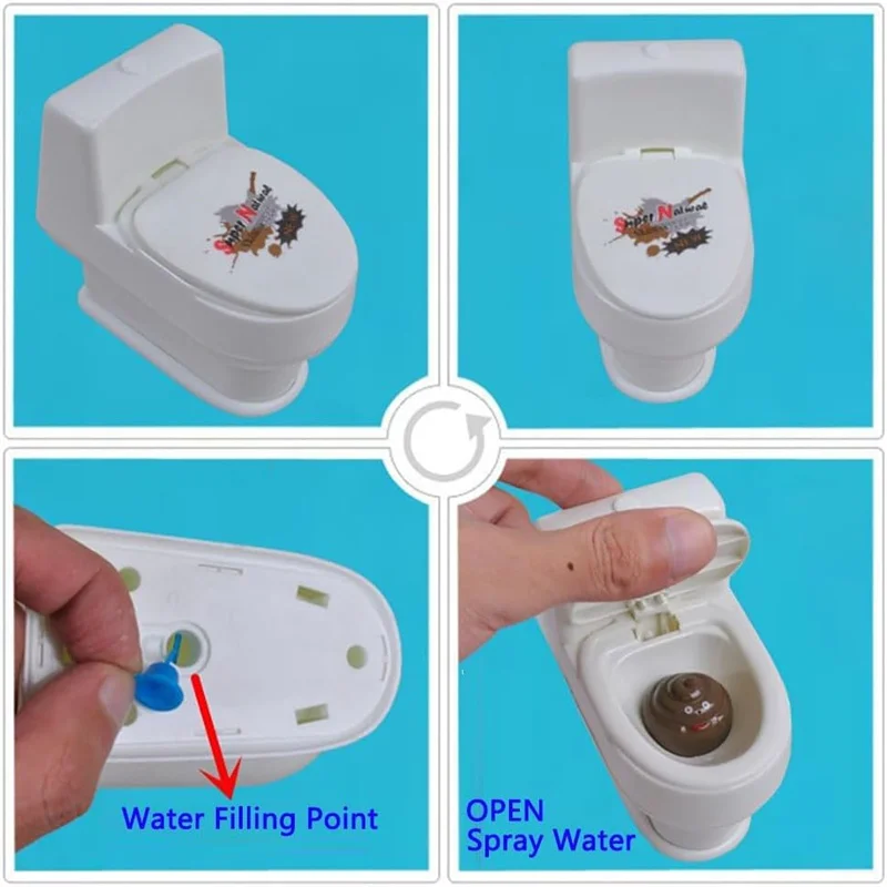 Prank Squirt Toilette Mini Lustiges Squirt Wassertoliet mit 3D Poop Lustiger Witzknebel Geheimes Squirting Toilettenspielzeug für Jungen und Mädchen