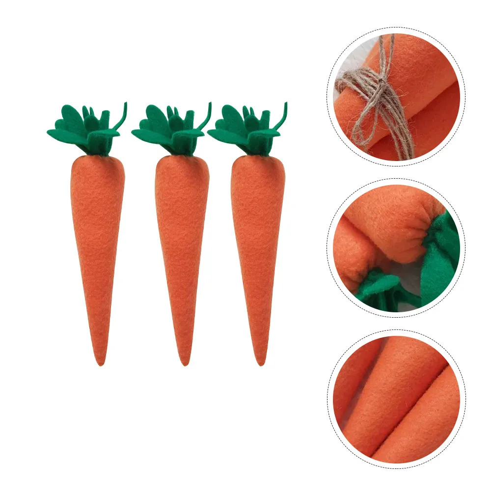 12Pcs Easter Carrot Decoration Cloth Material Cute Carrot Ornament for Household Garden Table Desktop Adornment