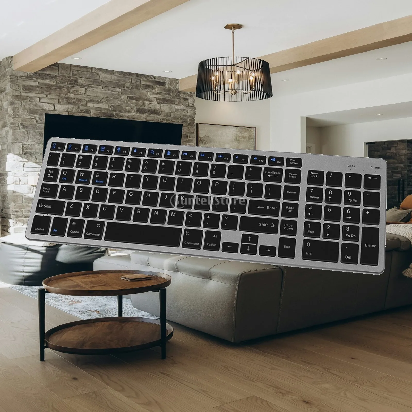 Bluetooth Keyboard, Multi Device Keyboard Rechargeable Bluetooth 3.0 Full Size for iPad, iPhone, Mac, iOS, Android, Windows