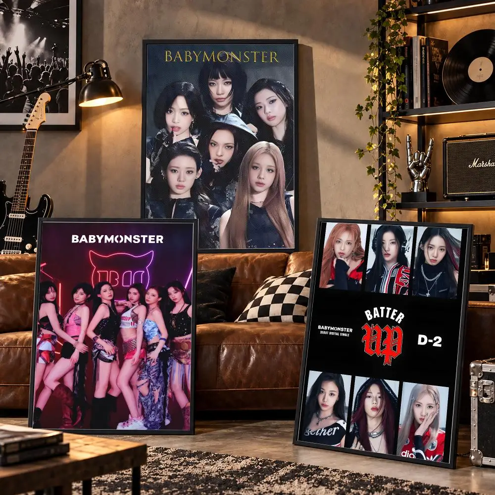 South Korea Kpop B-Babymonster Poster Wall Art Sticker For Living Room Bedroom Bar Home Decor Mural Painting Decoration - view 3