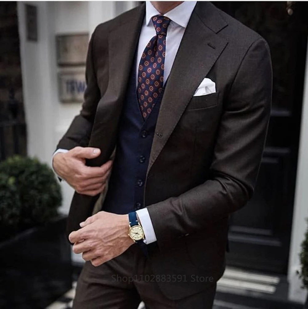 

Slim Fit Wedding Male Groom Tuxedos suit Prom (Jacket+Pants+Vest) costume homme 2024 Fashion Men's Suits with Pants Blazer