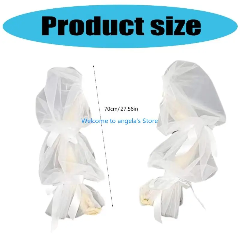 X4yc Uskup lengan gaun tipis pita dekoratif lengan panjang lengan palsu elegan