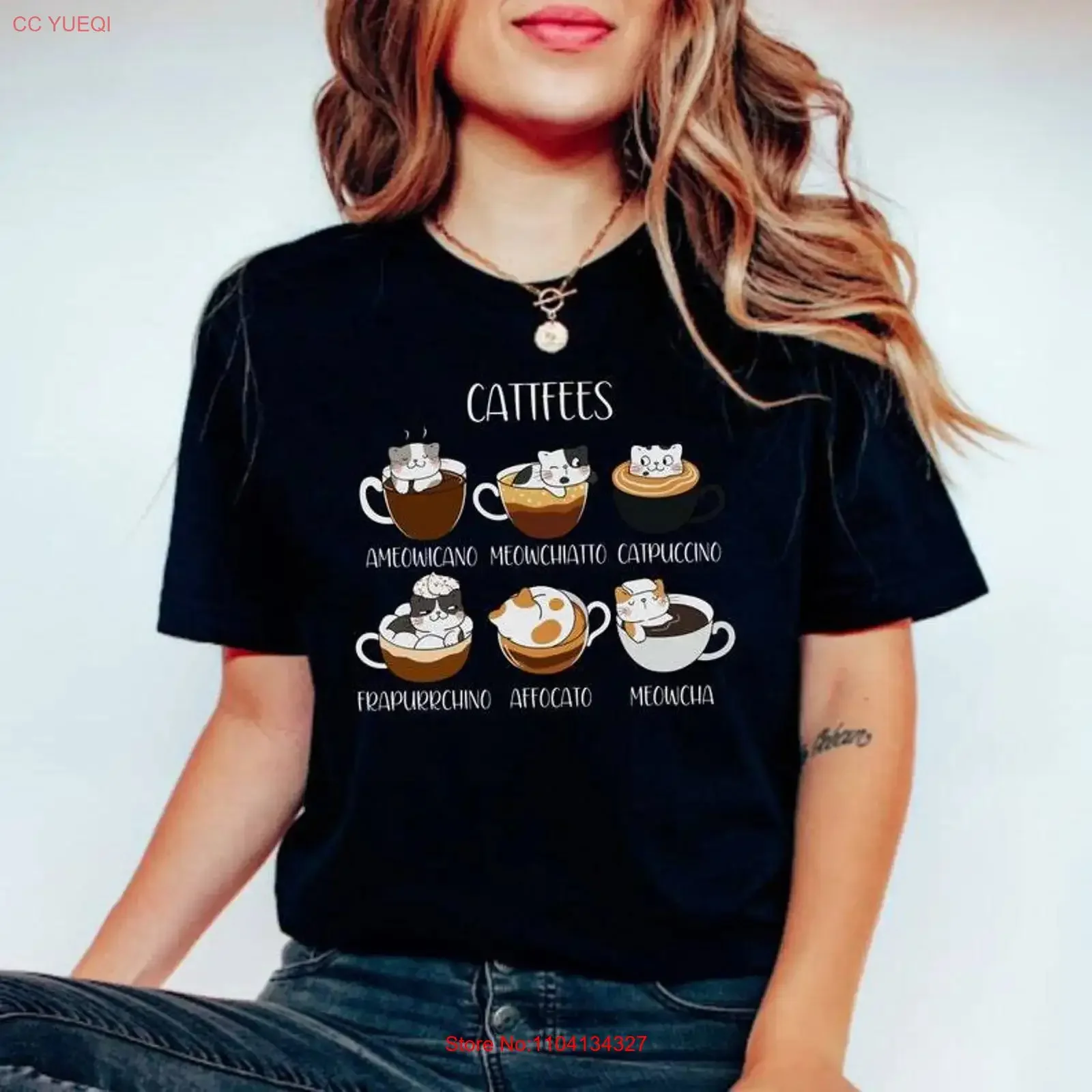Coffee Lover T Shirt Funny Cat Mother Mom vintage Washed Top For Everyday Wear Soft Slightly Comfortable graphic homme