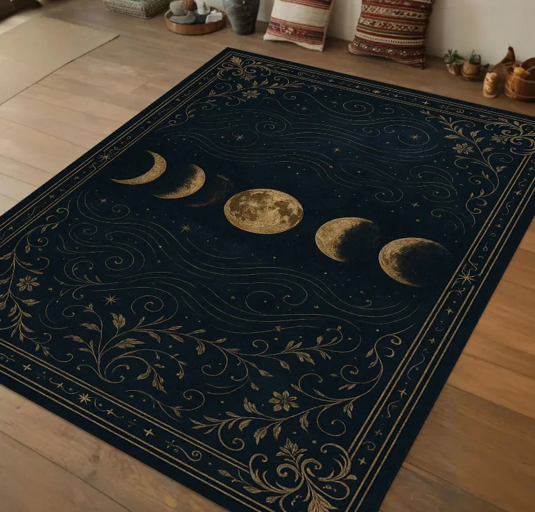Black Celestial Botanical Rug - Custom Night Sky 评论和价格