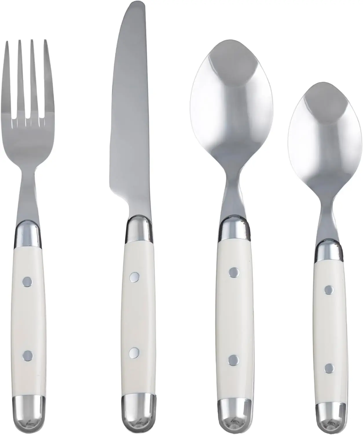 

16-Piece Stainless Steel Flatware Set, Service for 4, Dishwasher Safe with Beige Handles