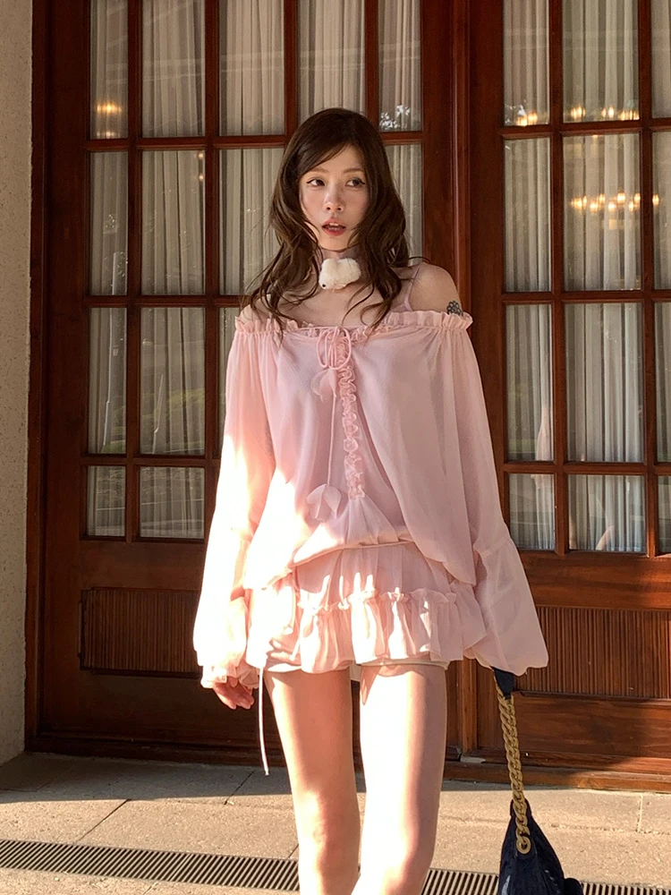 

Элегантная кружевная блузка с цветочным принтом в корейском стиле, свободного кроя, с длинными рукавами, в стиле Dr Manhattan Upper East Side Cool Cookie