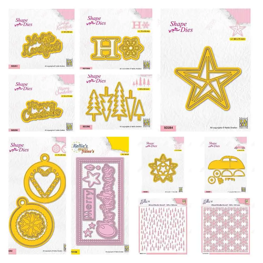 Merry Christmas Stencil Stars Knit Snowflakes Hohoho Metal Cutting Dies Stencils for Scrapbooking Stamp Photo Album Decorative