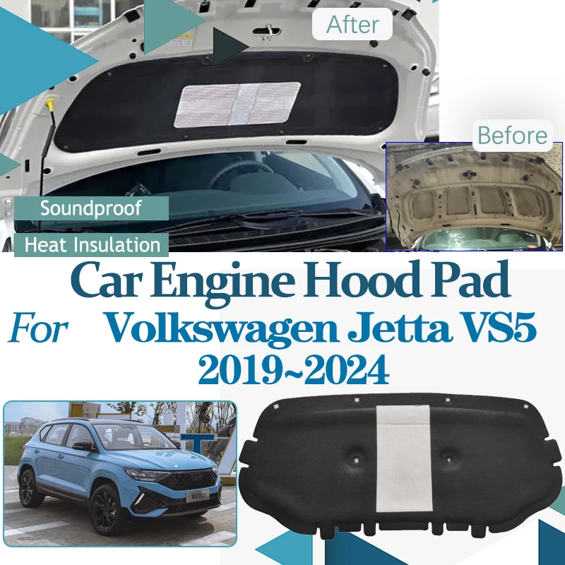 

Звуковые коврики на капот двигателя автомобиля для Volkswagen VW Jetta VS5 2019 ~ 2024, передние теплоизоляционные хлопковые автомобильные огнестойкие крышки, аксессуары