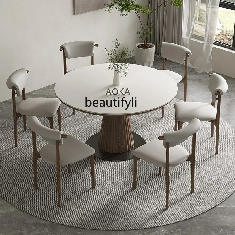 

lxNordic solid wood round dining table dining table modern simple retro designer talks casual round table