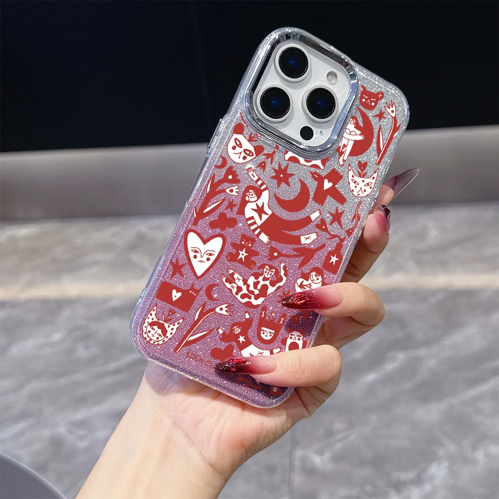 Casing Ponsel Transparan Berlapis Stiker Seni untuk OPPO Reno2 Reno4 Reno5 Reno6 Reno8 Reno11 Reno12 Reno13 Z T F Pro 4G 5G
