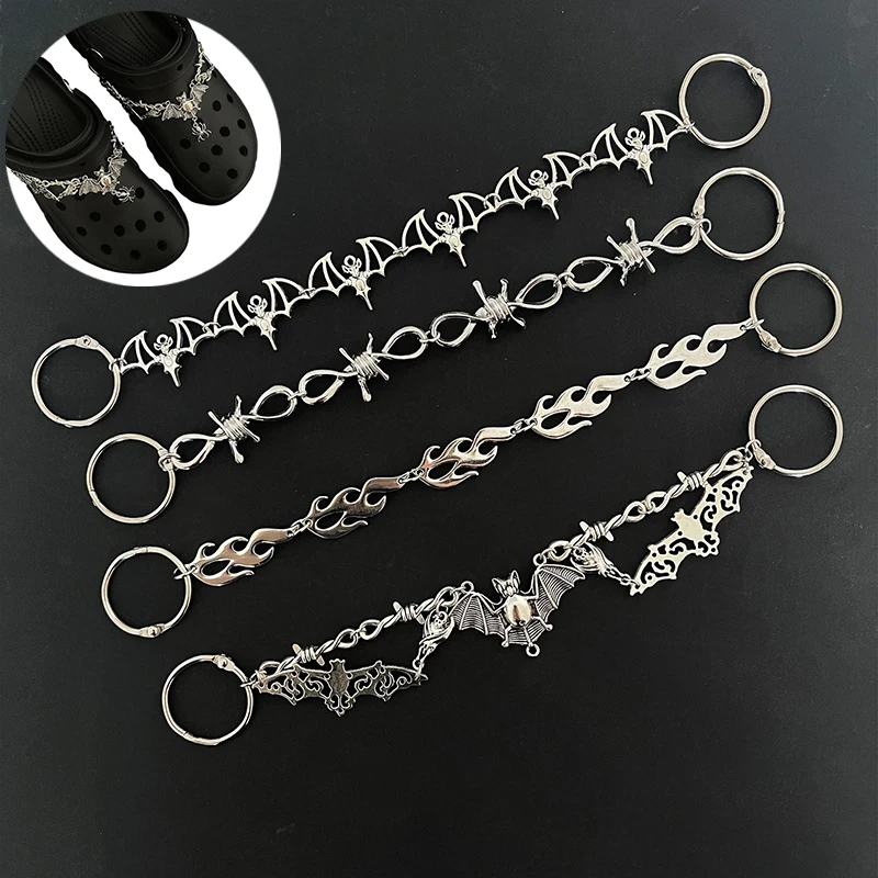 1 قطعة سلسلة معدنية السحر مصمم حديقة الأحذية الديكور القوطية الشرير DIY بها بنفسك الجوف خارج الأحذية الديكور النساء الصنادل اكسسوارات