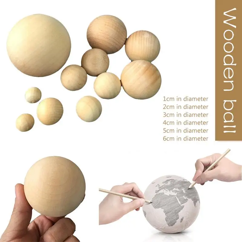 3/5/6/7/7.5cm Diameter Natural Color Solid Without Holes Wooden Beads Round Balls Loose Beads Manual DIY Accessories