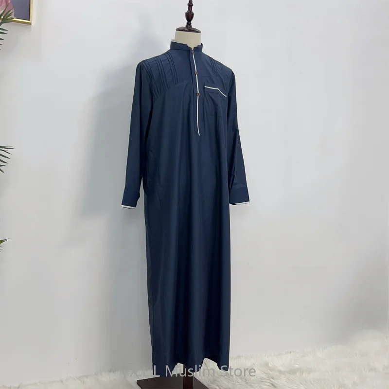 Preto roxo azul lazer masculino robe árabe roupas masculino muçulmano menino eid ramadan kaftan homem árabe fnnel para homem caftan marroquino