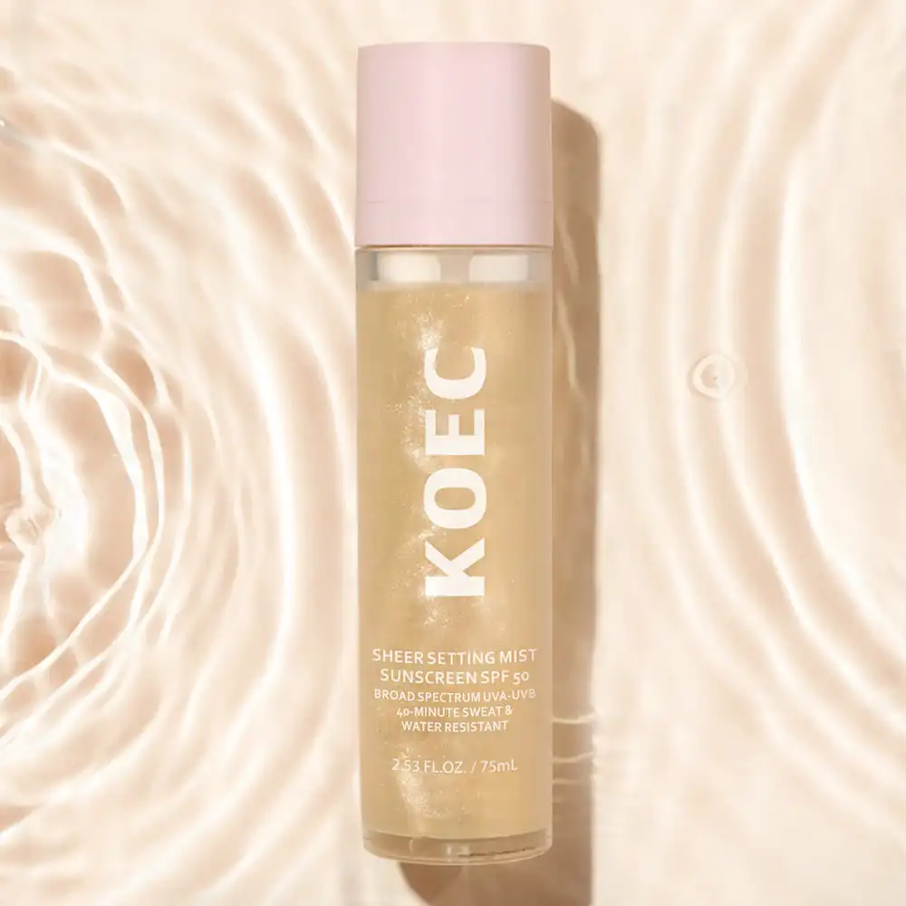 75ml KOEC Sheer Setting Sunscreen SPF50 Mist Long-Lasting Effect Broad Spectrum UVA UVB Protection Lightweight Plant Extracts