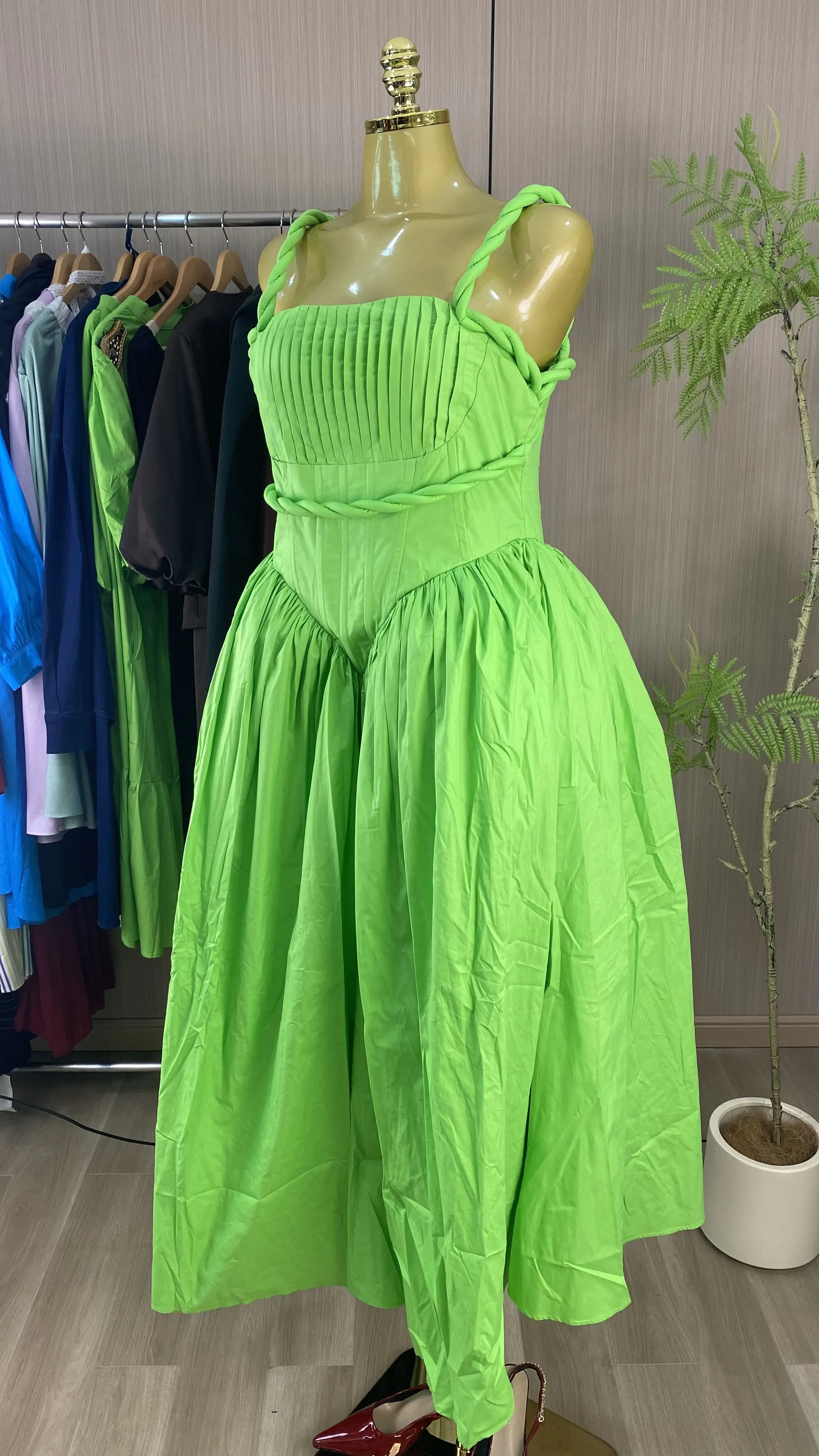2026 Summer New Style Neckless Off-Shoulder Sweet Vacation Sleeveless Woven Strap Thin Shoulder Strap Slim Fit-GZXX826