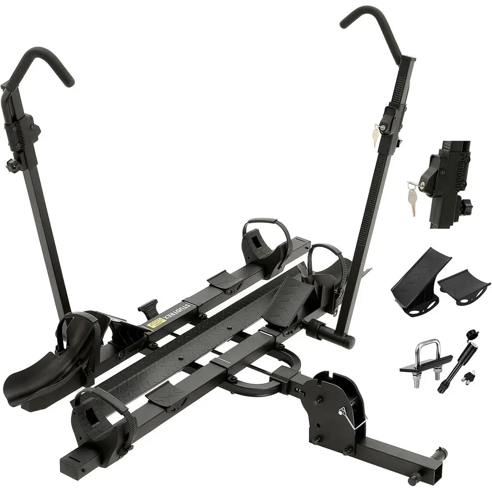 

Enhanced Hitch-Mounted E-Bike Rack, 170 lbs Capacity, 2 Receiver, Fits 5 Tires, Secure for Cars, SUVs, Trucks, RVs