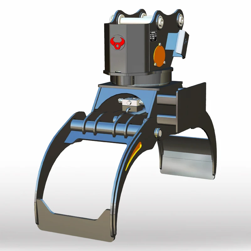 Hydraulic Log Rotating Grapple For 6-9 Ton Mini Excavators 1311-1500mm Jaw Opening For Wood Timber Reeds Straw Steel