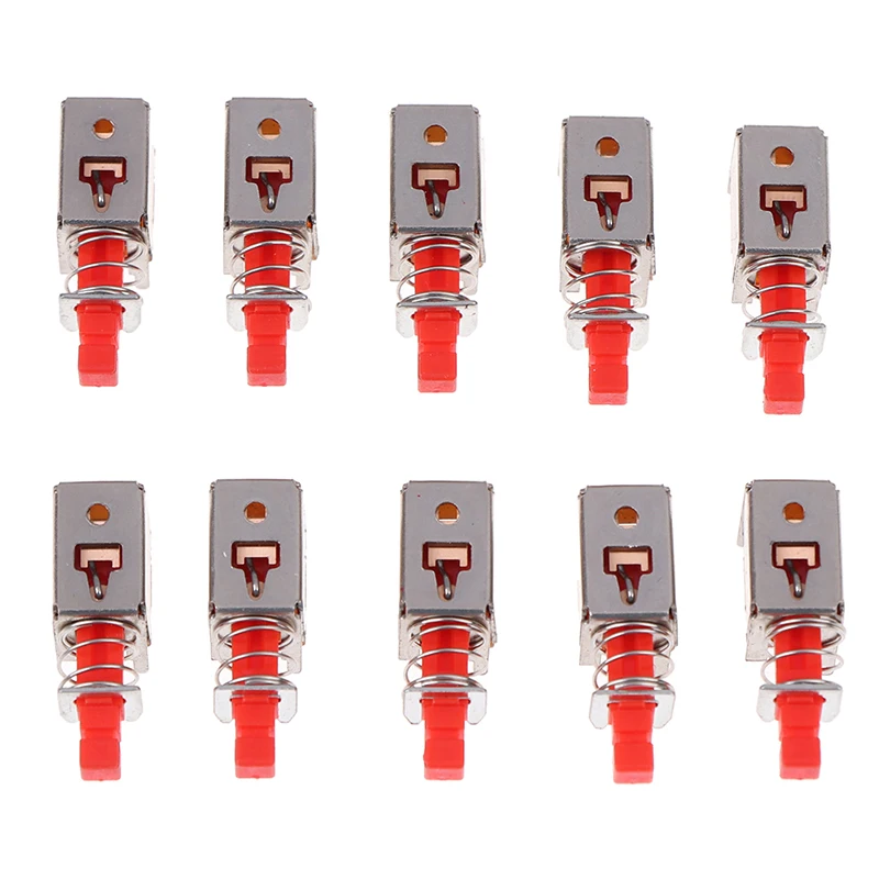 10pcs PS-22F03 Right Angle PCB Latching Push Button Switch DPDT Double Pole 6 Pin Self-locking Key Power Switches