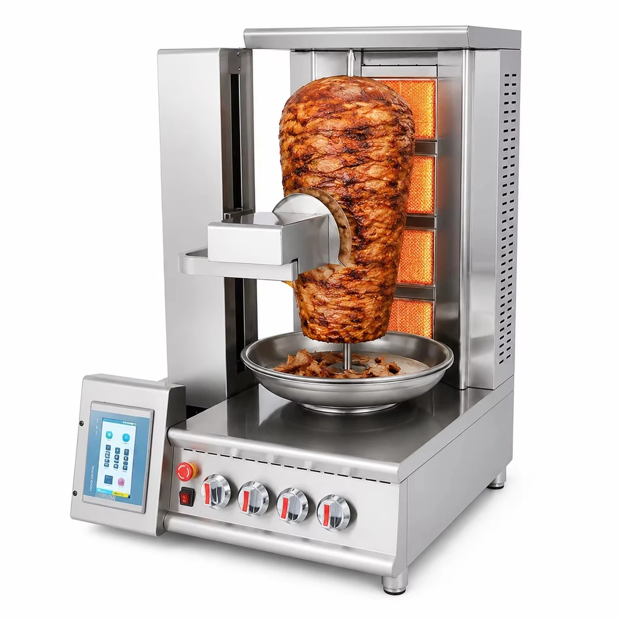 Gas Powered Middle Eastern Doner Kebab Machine, Turkish Rotisserie Grill for Rice Bowl Wrap Roujiamo