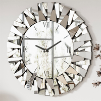Large Wall Clock 3D Mirrored Clocks Sunburst Edge 32\