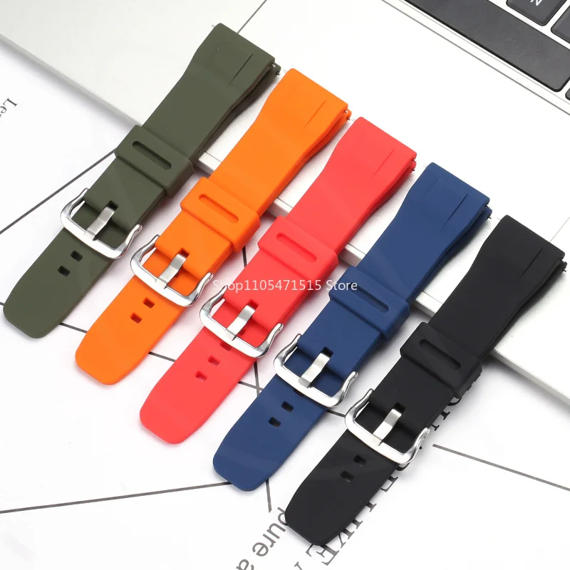Kautschukarmband aus Kunstharz für Casio PRG-650/PRG-600/PRW-6600, schwarzes Band, silberne/schwarze Schnalle, wasserdicht, Sport + Werkzeug