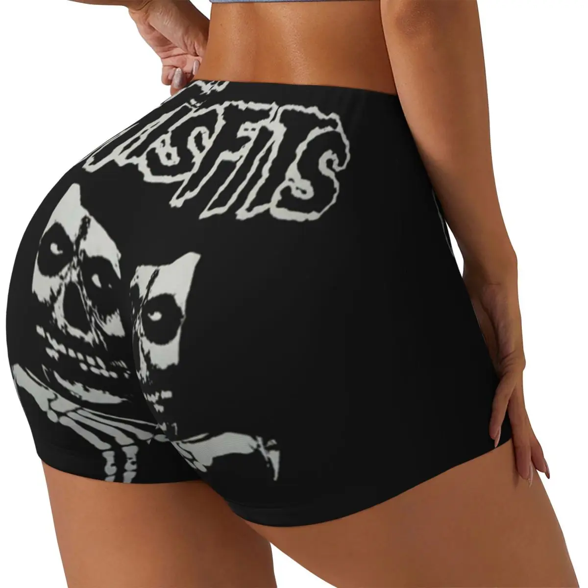 Custom Misfits Horror Punk Rock Band Halloween Workout Biker Running Shorts Women's Gym Yoga Shorts