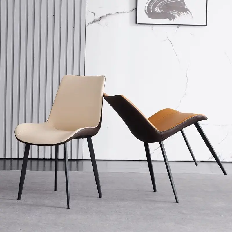 

Simple backrest chair comfortable leather dining chair household iron art Nordic minimalist modern nordic restaurant chair