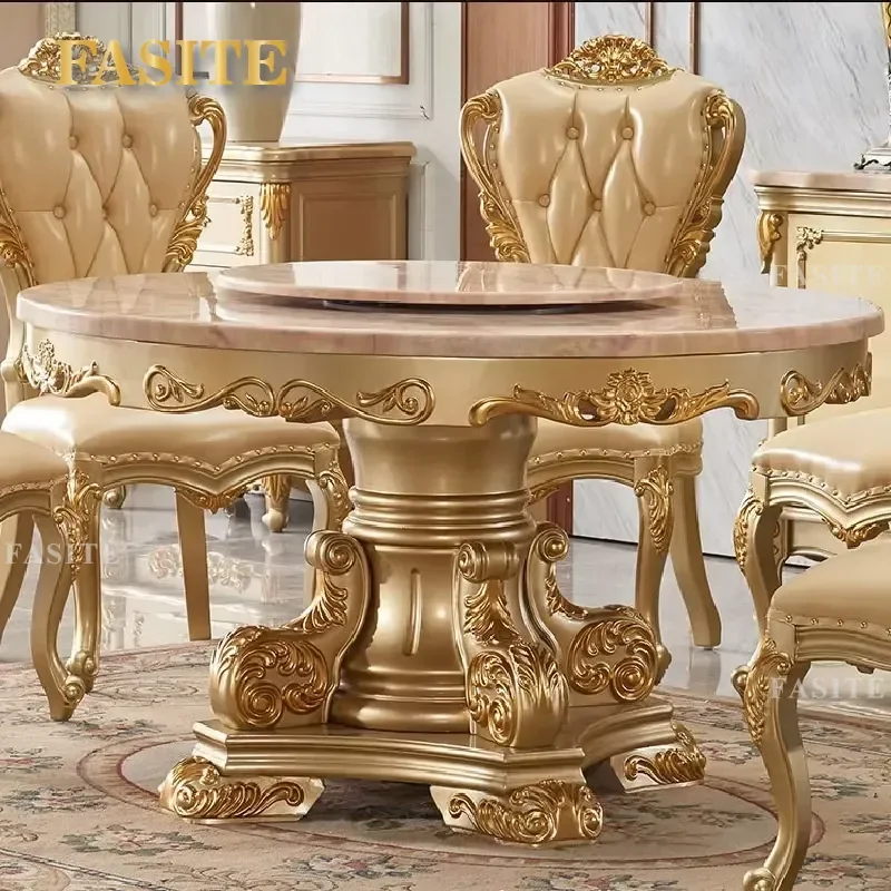 Luxury Dining Room Furniture Royal Wooden Dining Table and Chairs Handmade Classic Turkish Furniture Seat