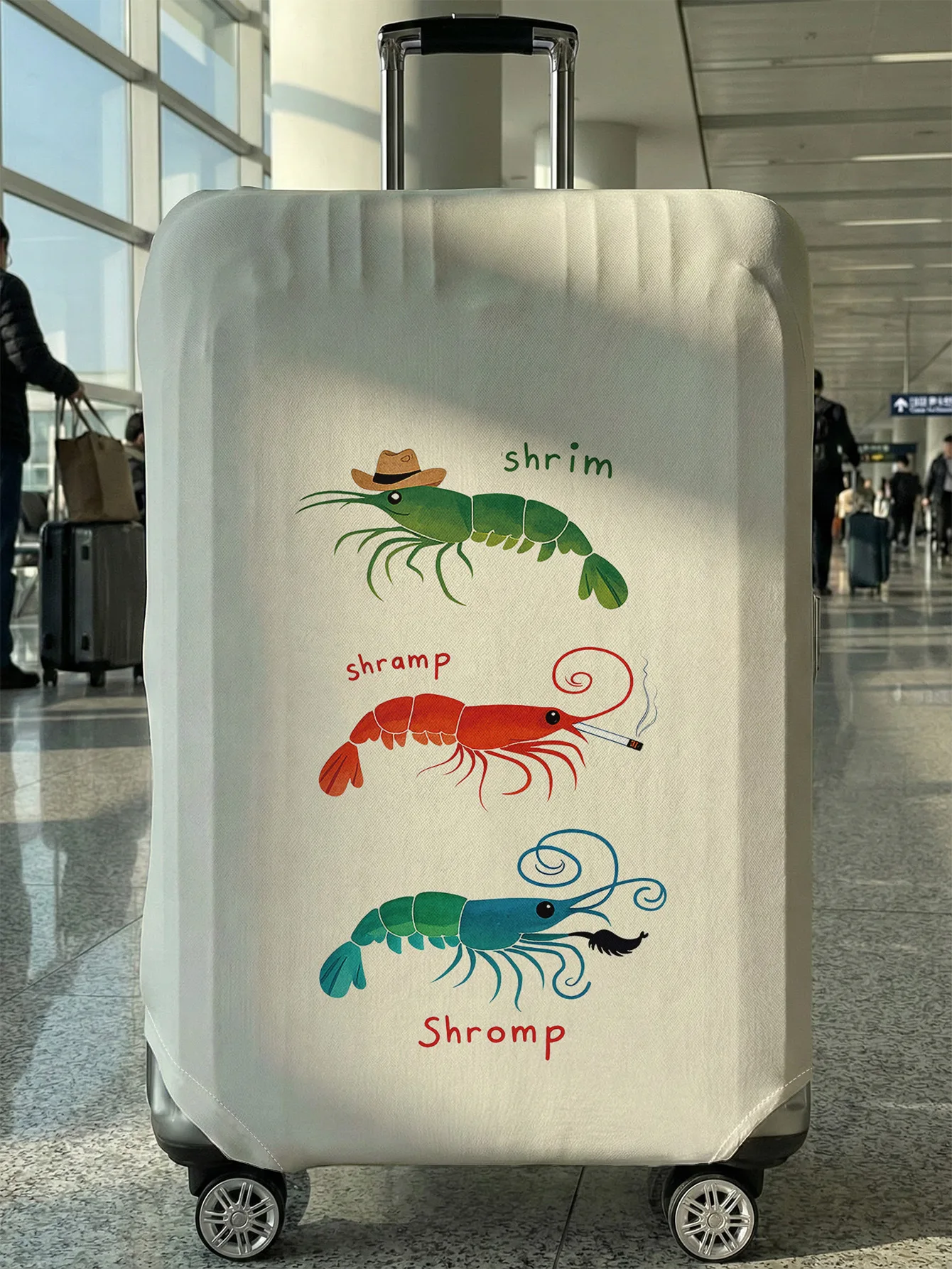 

Shrimp cartoon printed luggage protection cover, suitable for 18-32 inch luggage covers, luggage handle gloves, travel accessori