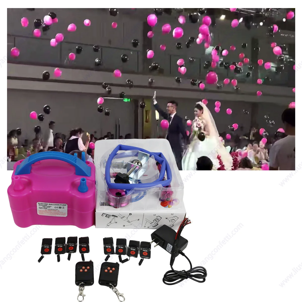 원격 제어 풍선 키트 폭발 블래스터 머신 포퍼 웨딩 생일 결혼 무대 폭발기 성별 공개 파티 신부