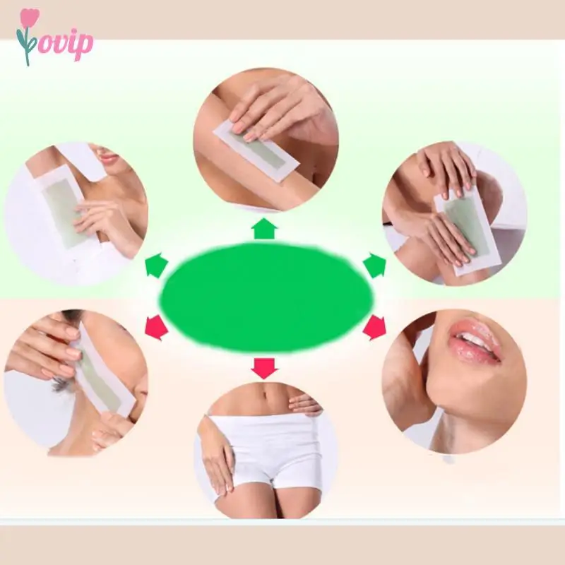 Épilateur dépilatoire double face, 5 pièces, bande d\'avertissement, tampon de papier, patch d\'épilation pour visage, jambes, corps, bikini, ati elles