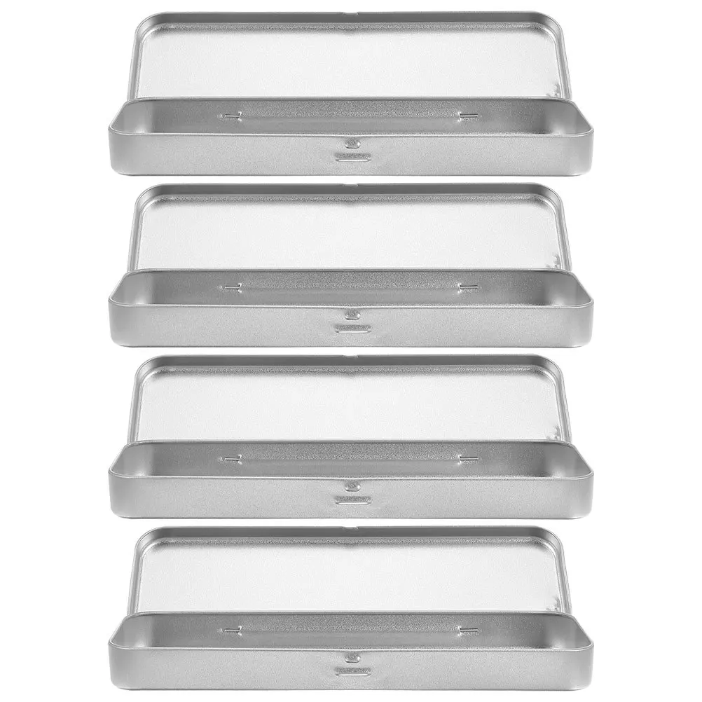 4pcs Tinplate Pencil Case Spacious Metal Stationery Box For School Office Organizers Durable Portable Storage Container Tin
